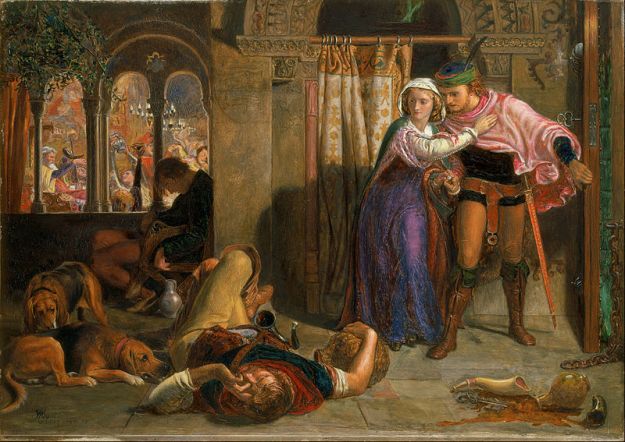 William Holman Hunt The flight of Madeline and Porphyro during the drunkenness attending the revelry (The Eve of St. Agnes) (1848)